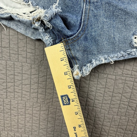 RVCA Denim Shorts Women 27 Blue Boyfriend Fit Distressed Surfer Summer - Picture 10 of 12